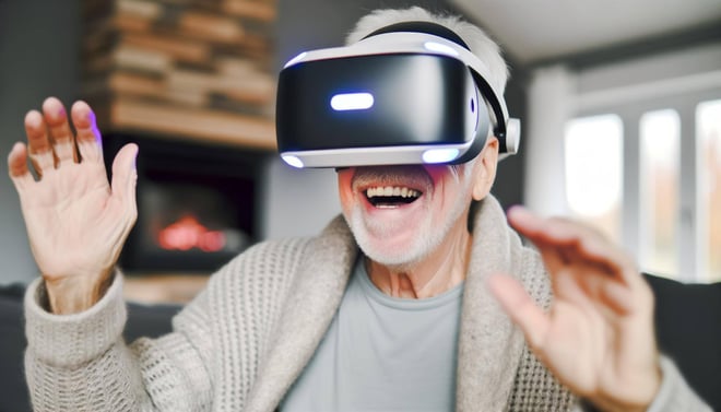 Old person with VR set