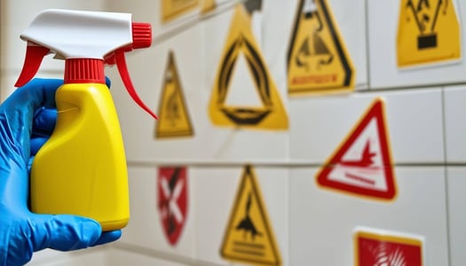 cleaning spray with hazardous symbols