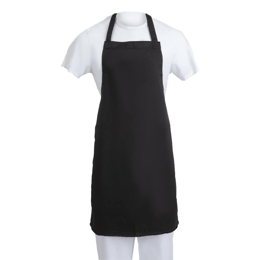 White Bib Apron Polycotton Black featured image