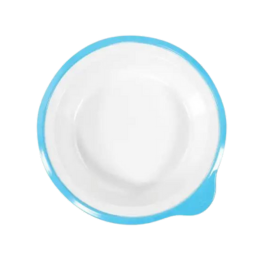 Omni White Large Deep Plate w/Blue Rim featured image